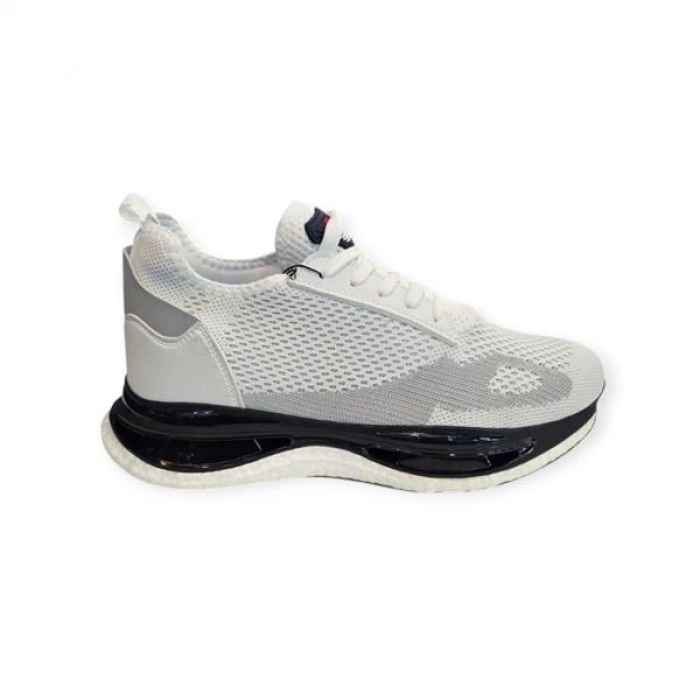 92107 Köpük Taban Bağcık Görünümlü Nefes Alabilen Bez Erkek Spor Ayakkabı Beyaz