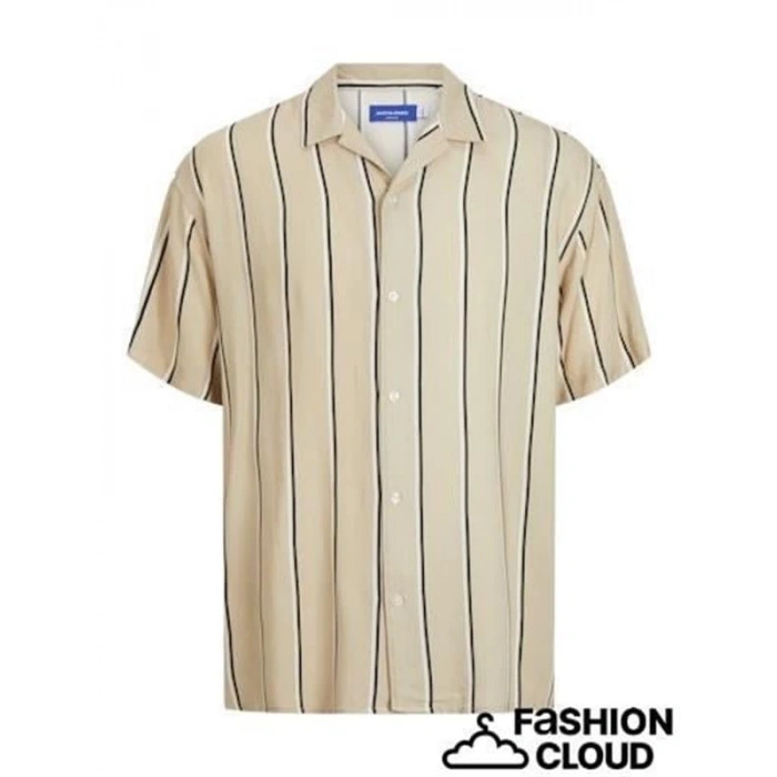 Çizgili Kısa Kollu Apaş Yaka Erkek Gömlek