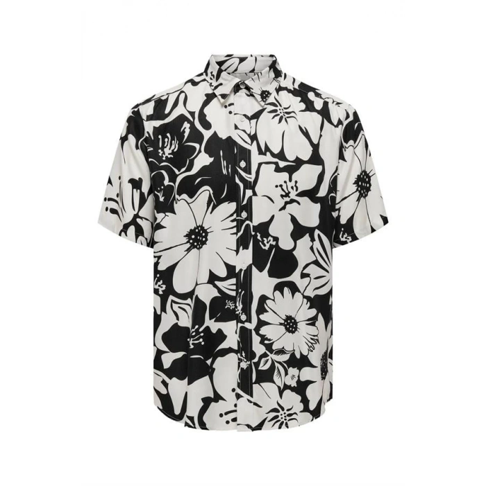 Erkek Çiçek Desenli Kısa Kollu Erkek Gömlek