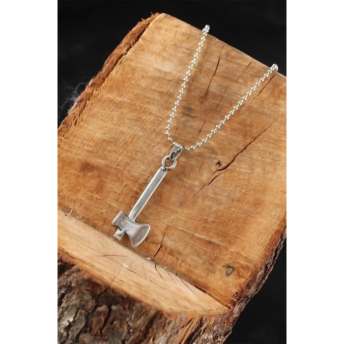 Gümüş Renk Balta Erkek Kolye