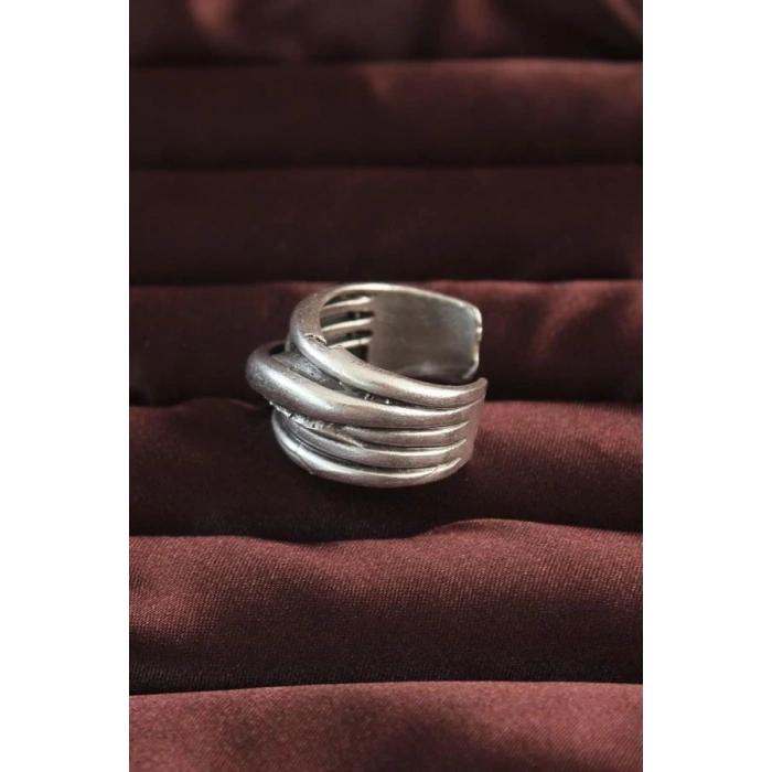 Gümüş Renk Kaburga Model Ayarlamalı Erkek Yüzük