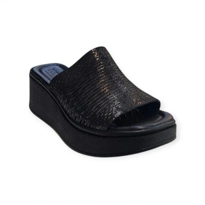 K1471130 Yüksek Taban Yaldızlı Kadın Terlik Siyah