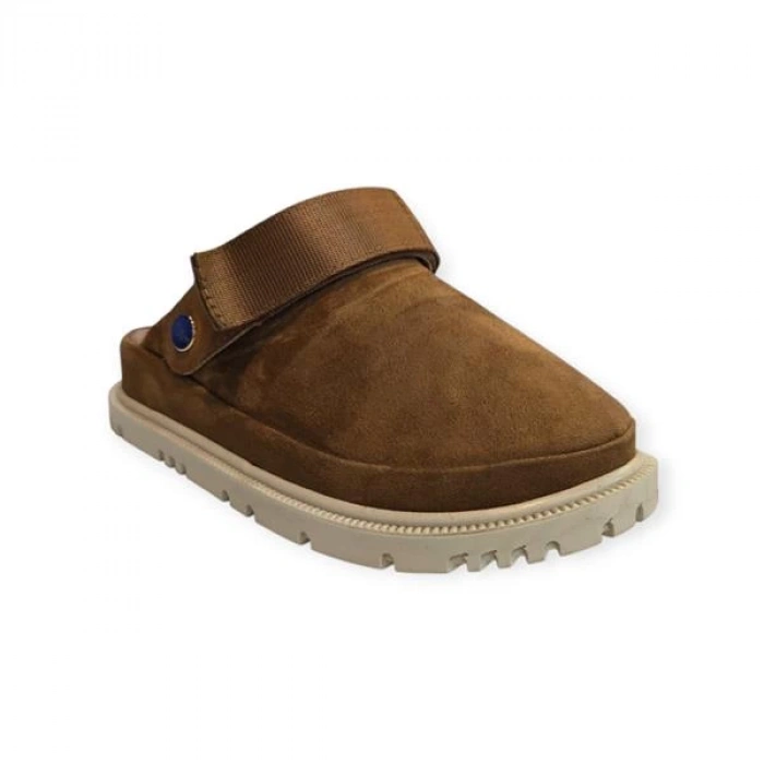 K15503 Cırt Cırtlı Ayarlanabilir Kadın Sandalet Terlik Vizon