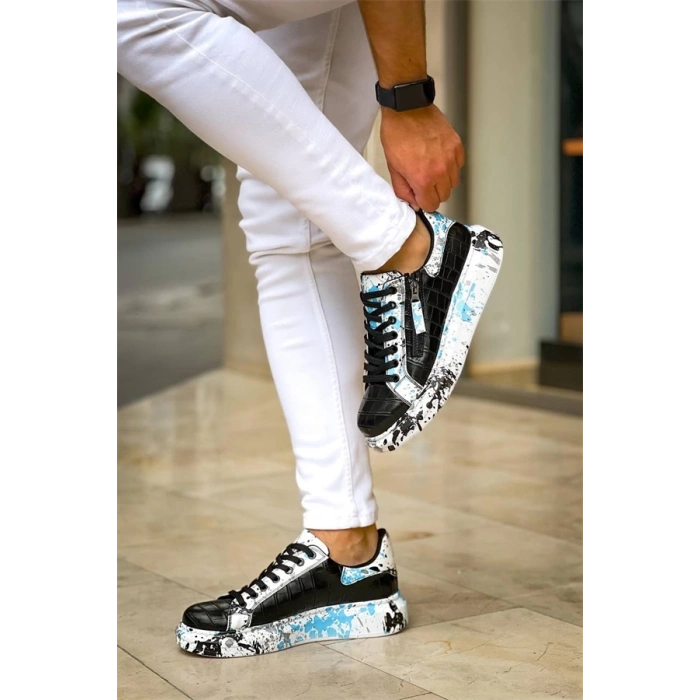 Kb-02  Kuback Bağcıklı Crocodile Siyah Mavi Günlük Erkek Ayakkabı