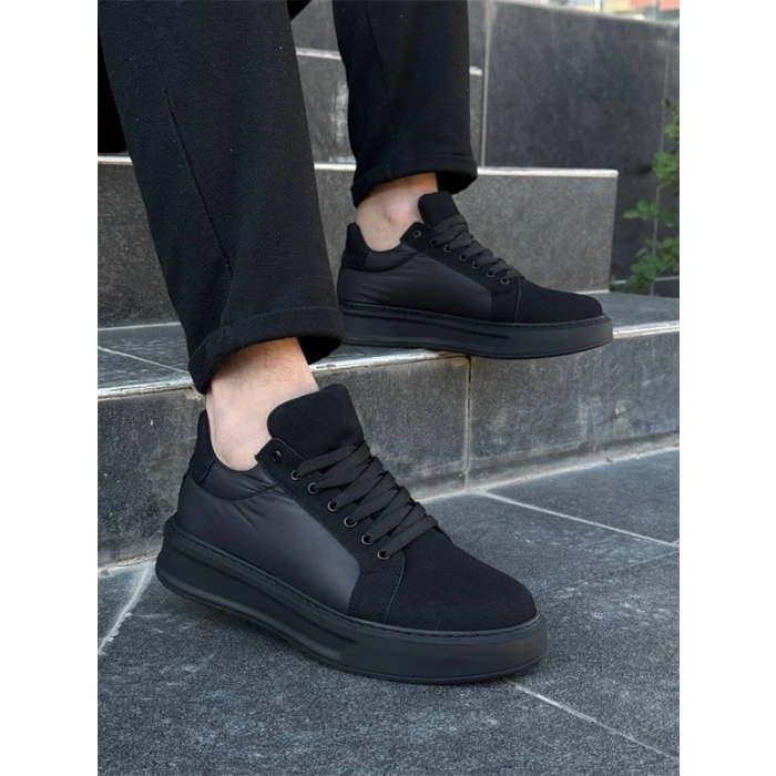 Kb-046 Kuback Siyah Paraşüt Siyah Yüksek Taban Günlük Spor Ayakkabı