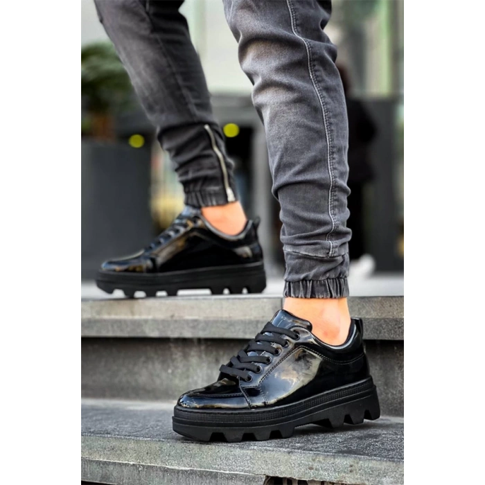 Kb-056 Kuback Siyah Rugan Siyah Yüksek Taban Günlük Spor Ayakkabı