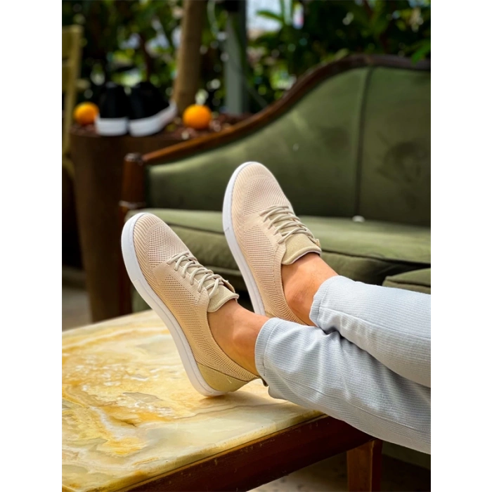 KB-101 Kuback Bej Triko Bağcıklı Günlük Erkek Ayakkabı