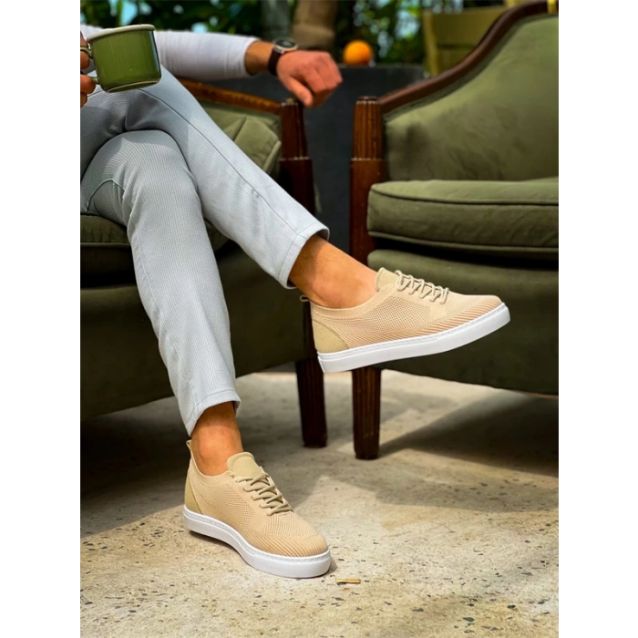 KB-101 Kuback Bej Triko Bağcıklı Günlük Erkek Ayakkabı