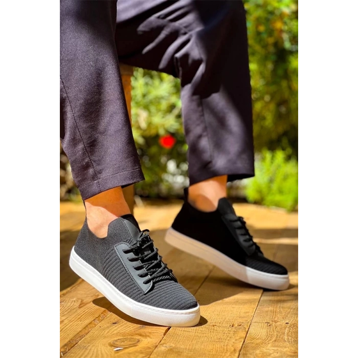 Kb-110  Kuback Back Siyah Triko Yüksek Taban Bağcıklı Günlük Erkek Ayakkabı