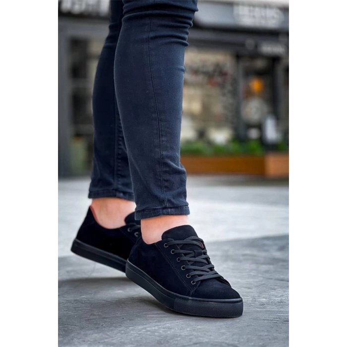 Kb-122   Kuback Siyah Süet Siyah Yüksek Taban Bağcıklı Günlük Erkek Ayakkabı