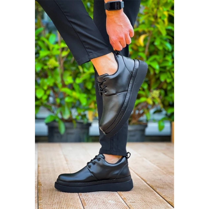 Kb-X3  Kuback Siyah Cilt Siyah Taban Bağcıklı  Günlük Erkek  Ayakkabı