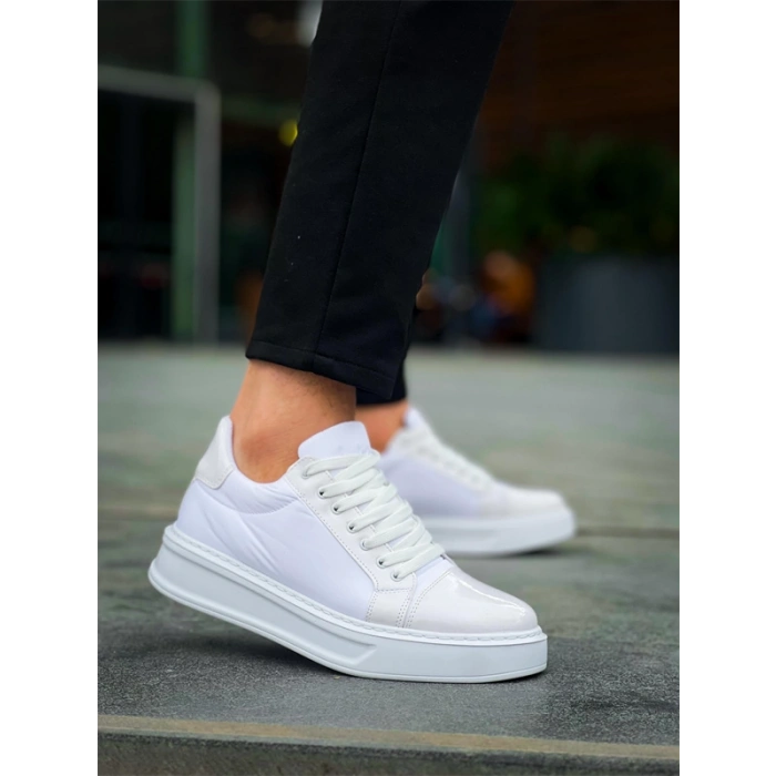 KB-X46 Kuback Beyaz Rugan Yüksek Beyaz Taban Günlük Spor Ayakkabı