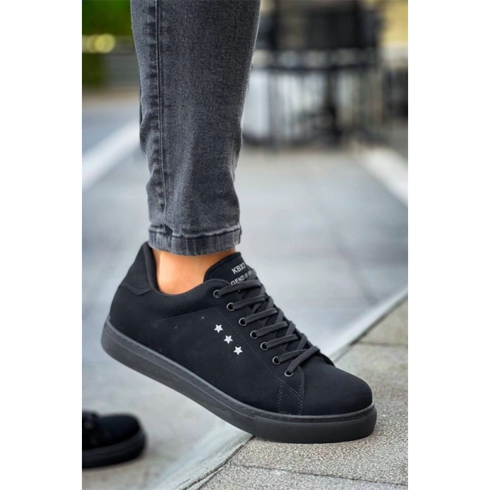 Kb-X7  Kuback Siyah Süet Yüksek Siyah Taban Bağcıklı Günlük Erkek Ayakkabı