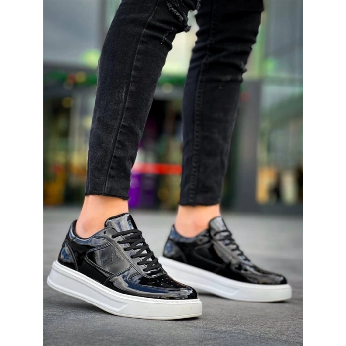 KB-X8 Kuback Siyah Rugan Detaylı Beyaz Yüksek Taban Günlük Spor Ayakkabı