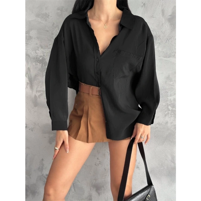 Modal Oversize Cepli Gömlek