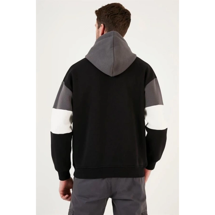 Parçalı Kapşonlu Sweatshirt