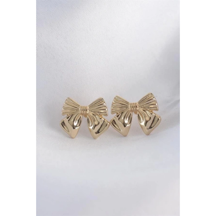 Pirinç Gold Renk Fiyonk Küpe