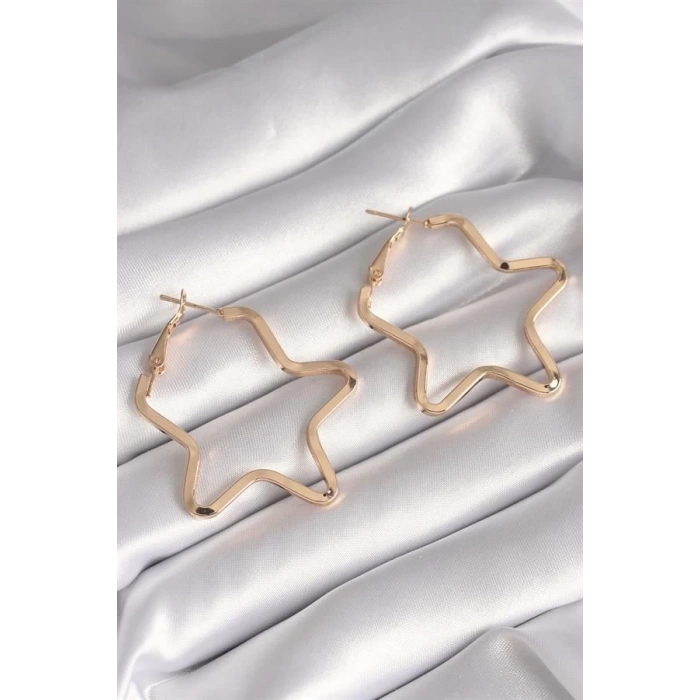 Pirinç Gold Renk Yıldız Model Kadın Küpe