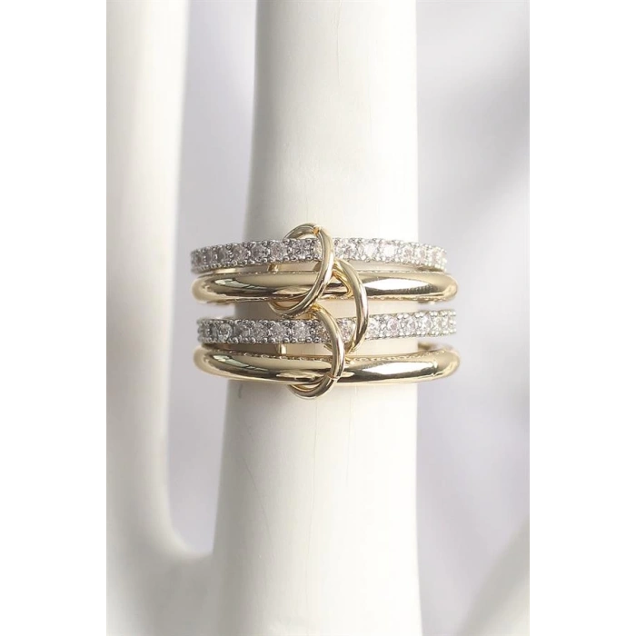 Pirinç Mix Renk Zirkon Taşlı 4Lü Kadın Yüzük