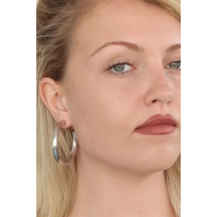 Silver Renk Halka Metal Bayan Küpe