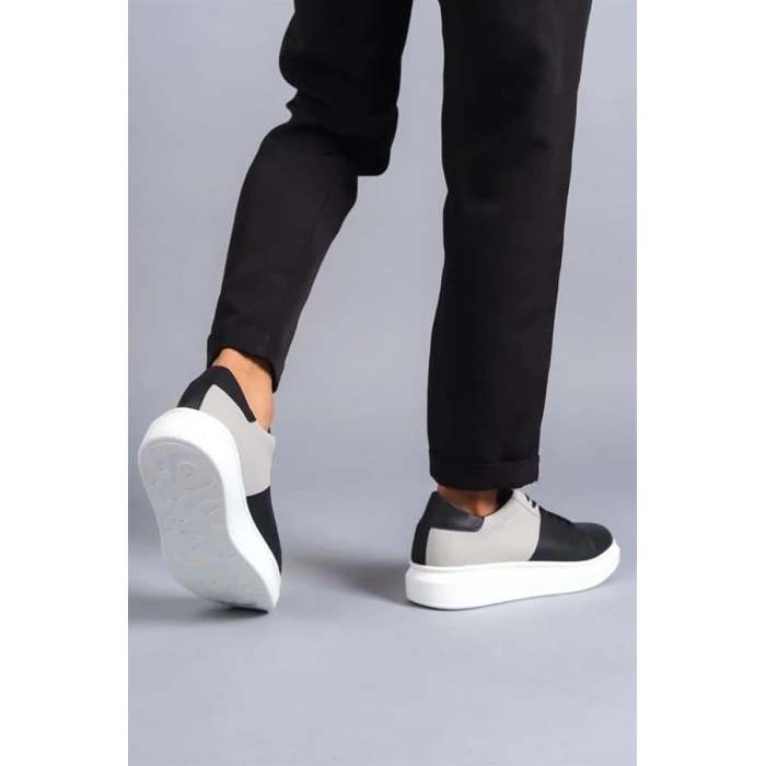 SLW151 Boost Bağcıklı Cilt Süet Erkek Günlük Sneaker Ayakkabı CSBT - Siyah/Gri