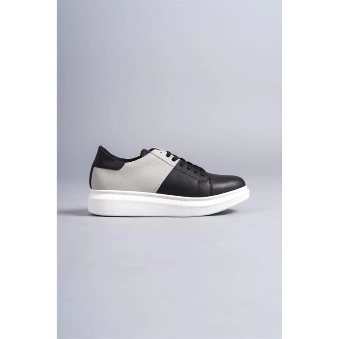 SLW151 Boost Bağcıklı Cilt Süet Erkek Günlük Sneaker Ayakkabı CSBT - Siyah/Gri