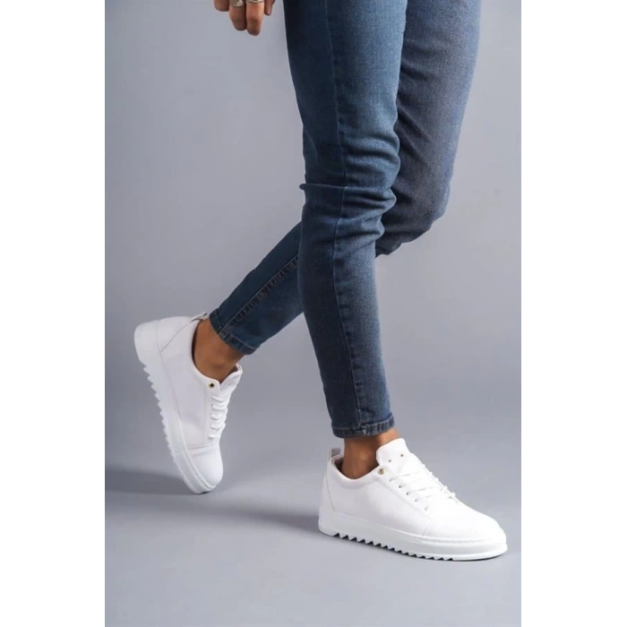 SLW152 Cool Bağcıklı Cilt Erkek Günlük Spor Klasik Ayakkabı CBT - Beyaz