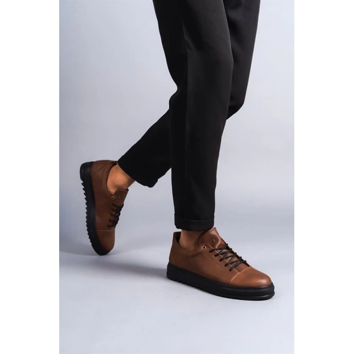 SLW152 Cool Bağcıklı Cilt Erkek Günlük Spor Klasik Ayakkabı CST - Taba