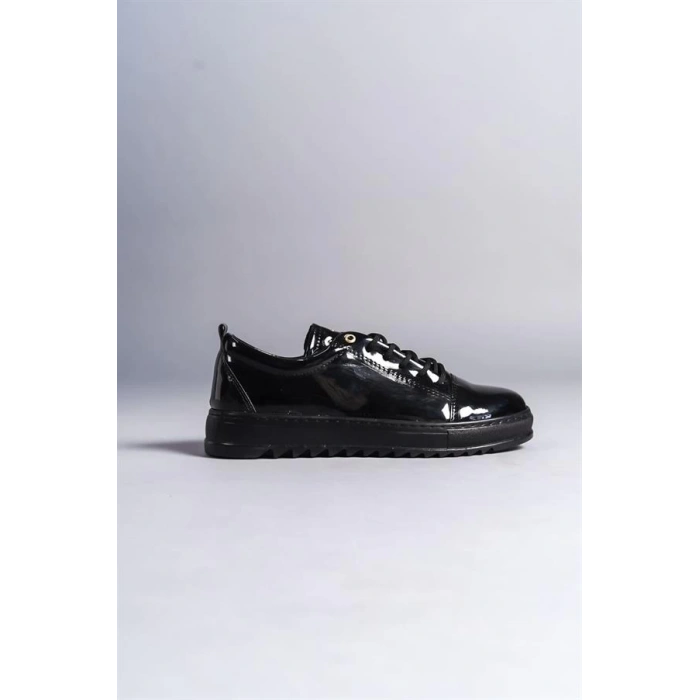 SLW152 Cool Bağcıklı Rugan Erkek Günlük Spor Klasik Ayakkabı RST - Siyah