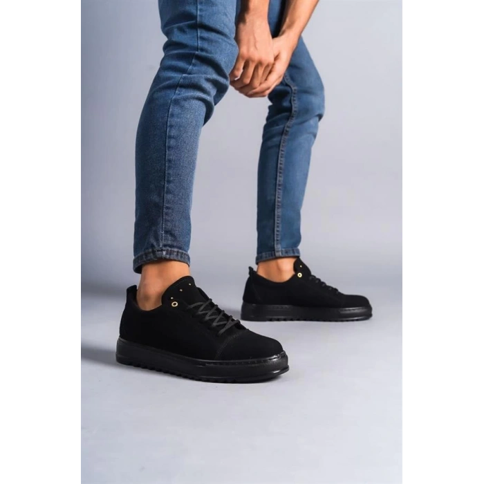 SLW152 Cool Bağcıklı Süet Erkek Günlük Spor Klasik Ayakkabı SST - Siyah