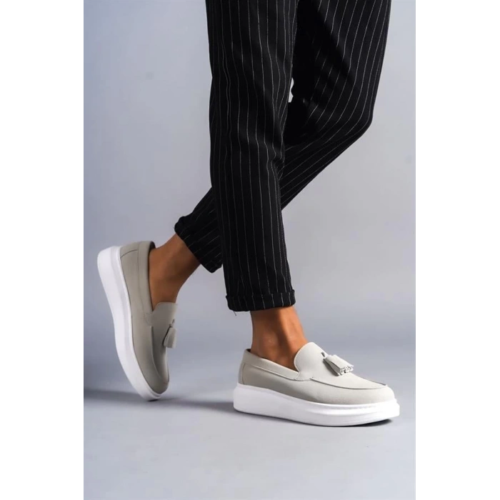 SLW154 Blaze Bağcıksız Püsküllü Süet Erkek Günlük Spor Klasik Ayakkabı SBT - Gri