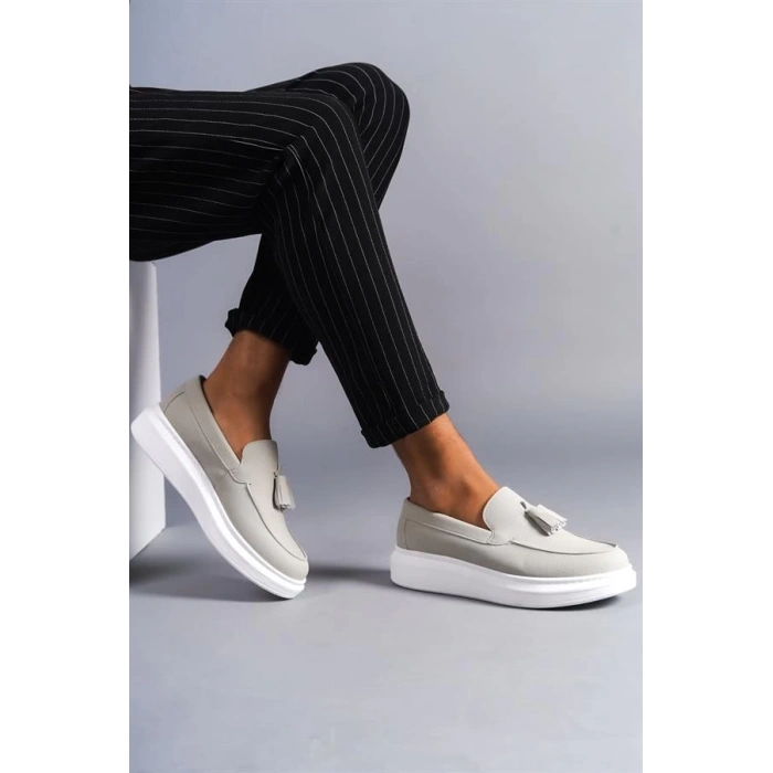 SLW154 Blaze Bağcıksız Püsküllü Süet Erkek Günlük Spor Klasik Ayakkabı SBT - Gri