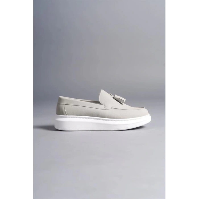 SLW154 Blaze Bağcıksız Püsküllü Süet Erkek Günlük Spor Klasik Ayakkabı SBT - Gri