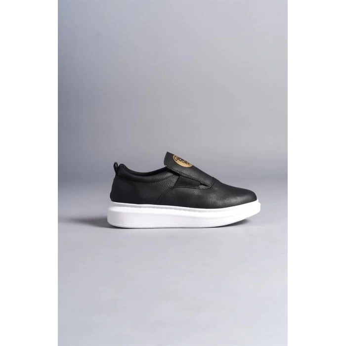 SLW161 Hippo Bağcıksız Cilt Erkek Günlük Sneaker Ayakkabı CBT - Siyah