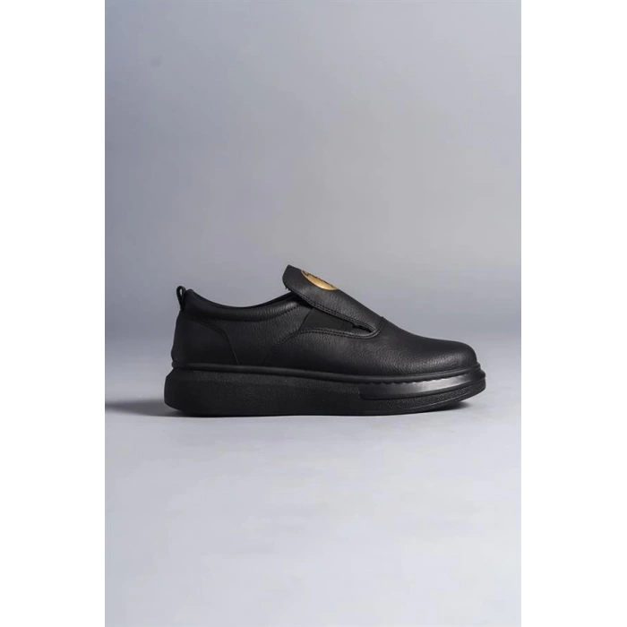 SLW161 Hippo Bağcıksız Cilt Erkek Günlük Sneaker Ayakkabı CST - Siyah