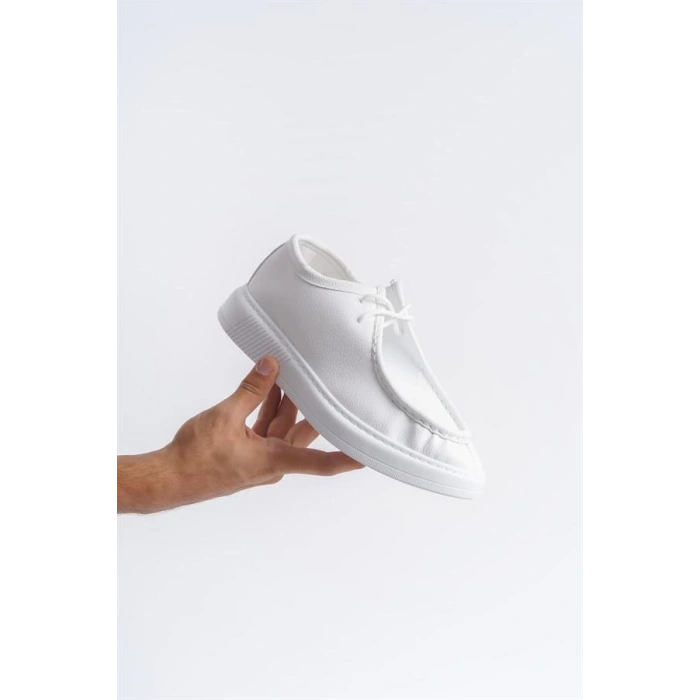 SLW170 Tornado Bağcıklı Cilt Erkek Günlük Spor Klasik Ayakkabı CBT - Beyaz