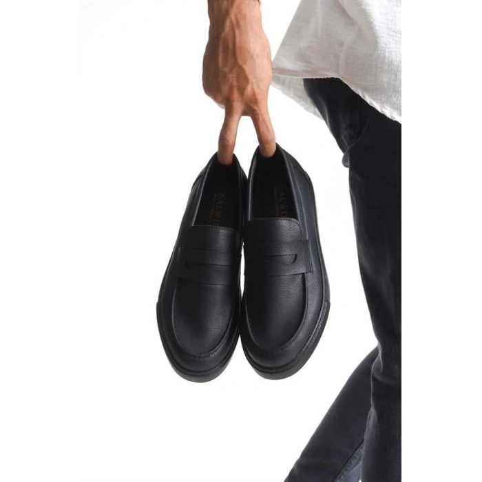 SLW180 Estilo X Bağcıksız Cilt Erkek Günlük Spor Klasik Ayakkabı CST - Siyah