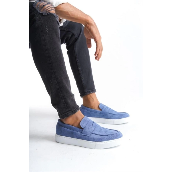 SLW180 Estilo X Bağcıksız Süet Erkek Günlük Spor Klasik Ayakkabı SBT - Mavi