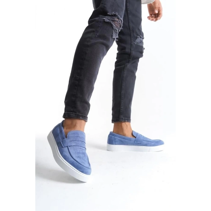 SLW180 Estilo X Bağcıksız Süet Erkek Günlük Spor Klasik Ayakkabı SBT - Mavi