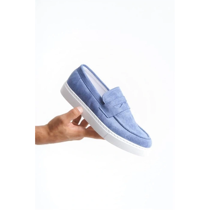 SLW180 Estilo X Bağcıksız Süet Erkek Günlük Spor Klasik Ayakkabı SBT - Mavi