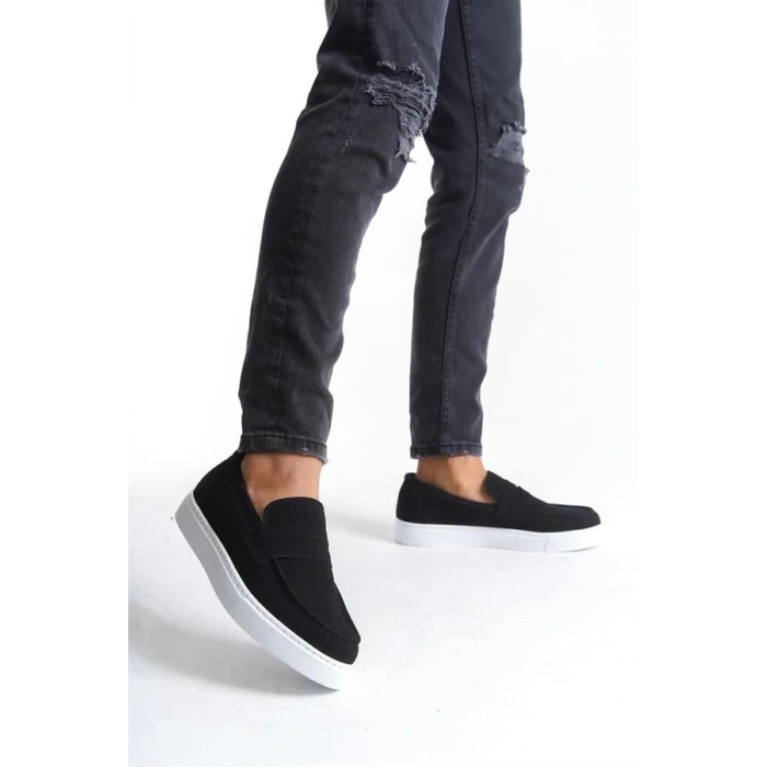 SLW180 Estilo X Bağcıksız Süet Erkek Günlük Spor Klasik Ayakkabı SBT - Siyah