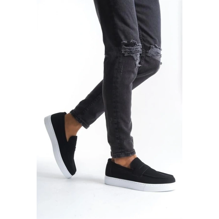 SLW180 Estilo X Bağcıksız Süet Erkek Günlük Spor Klasik Ayakkabı SBT - Siyah