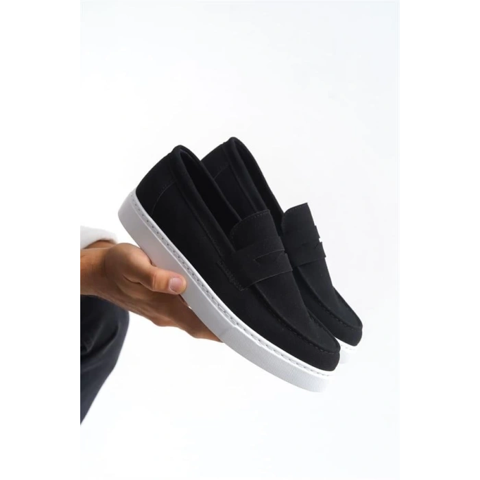 SLW180 Estilo X Bağcıksız Süet Erkek Günlük Spor Klasik Ayakkabı SBT - Siyah