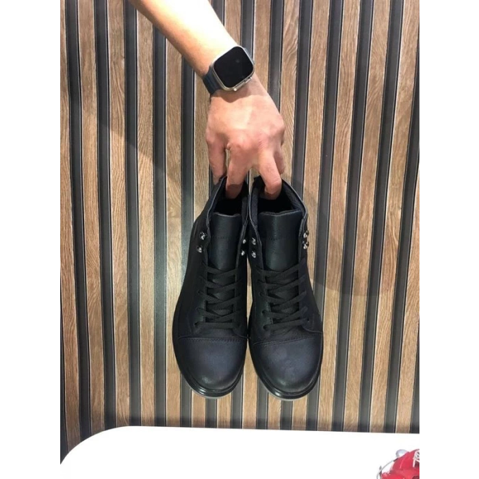 SLW202 Toronto Bağcıklı Cilt Erkek Spor Bot ST - Siyah