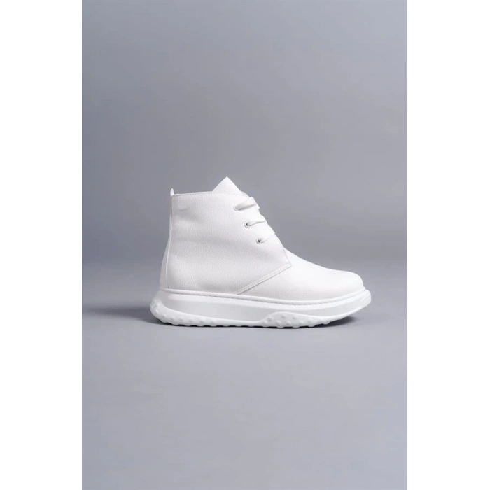 SLW204 Franca Bağcıklı Cilt Erkek Spor Bot BT - Beyaz