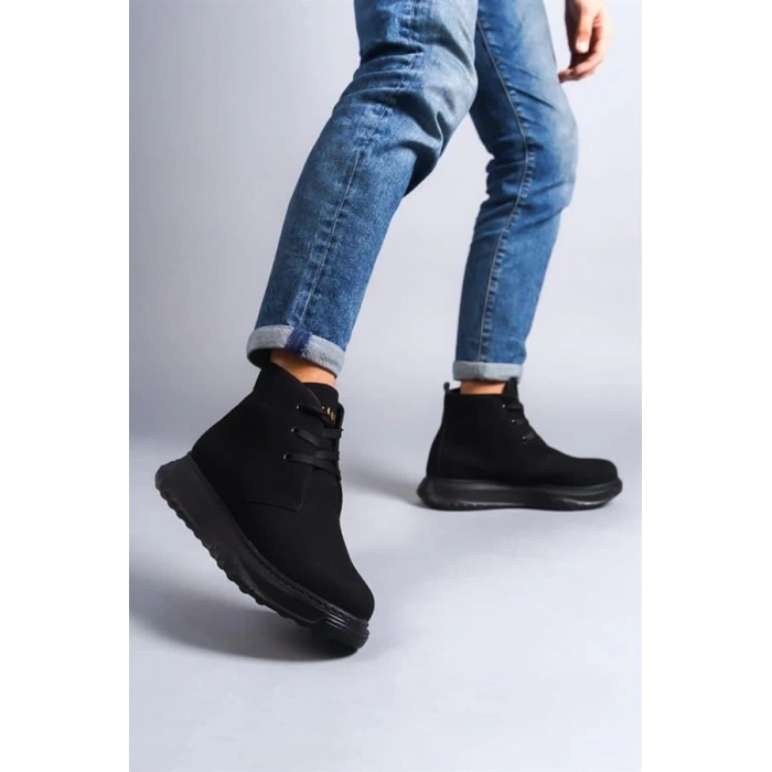 SLW204 Franca Bağcıklı Süet Erkek Spor Bot ST - Siyah