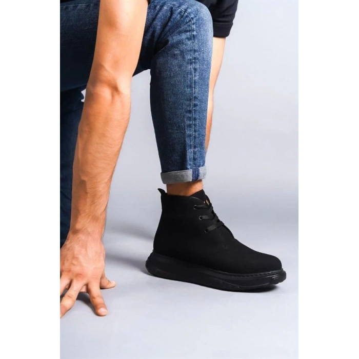 SLW204 Franca Bağcıklı Süet Erkek Spor Bot ST - Siyah