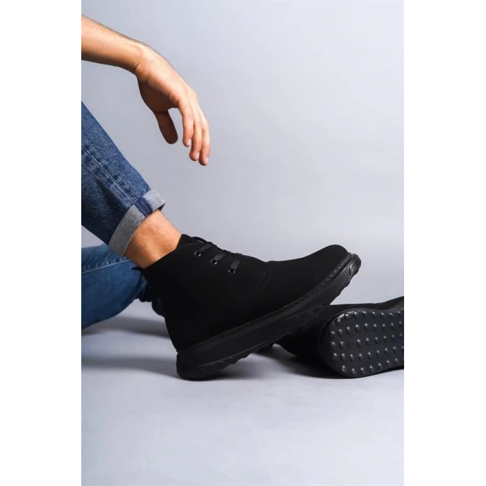 SLW204 Franca Bağcıklı Süet Erkek Spor Bot ST - Siyah