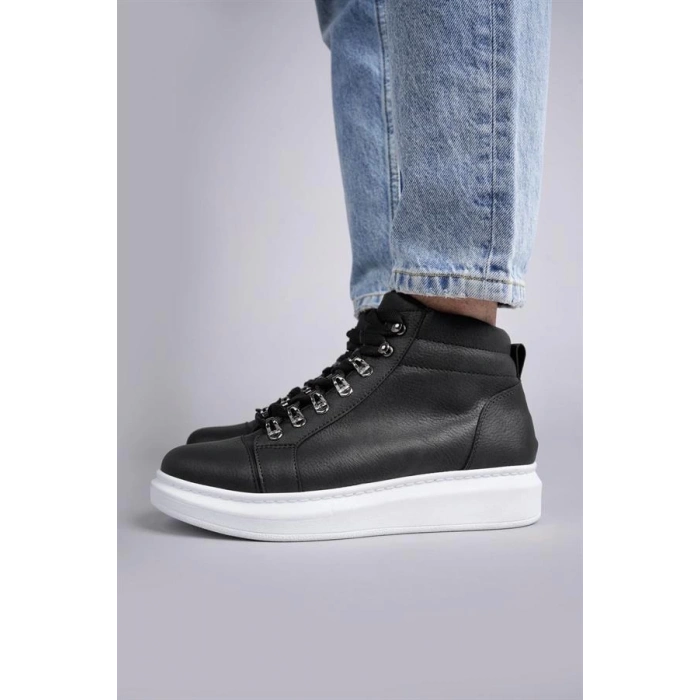 SLW206 Ottawa Bağcıklı Cilt Erkek Günlük Spor Bot BT - Siyah