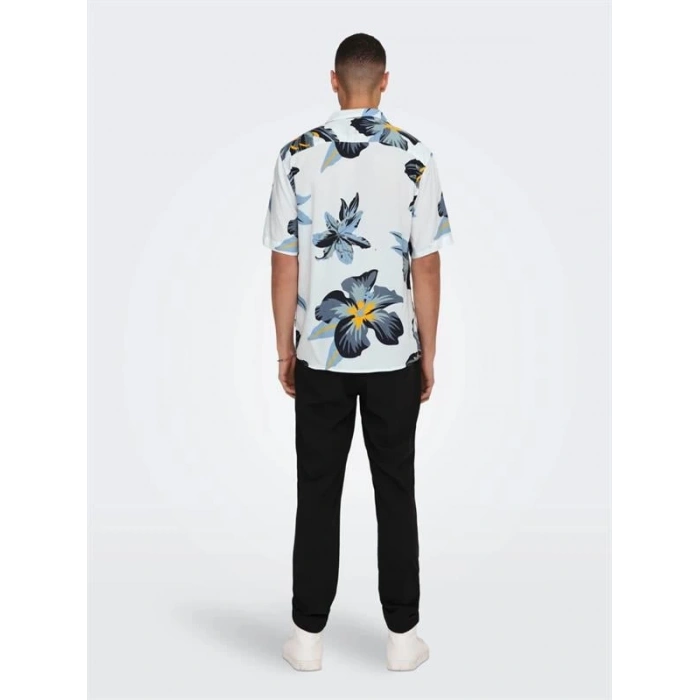 Tropikal Desen Apaş Yaka Regular Erkek Gömlek
